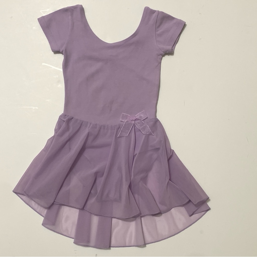 Girls Lavender Skirted Leotard 2 layer Ballet Dress Short Sleeve size 120**